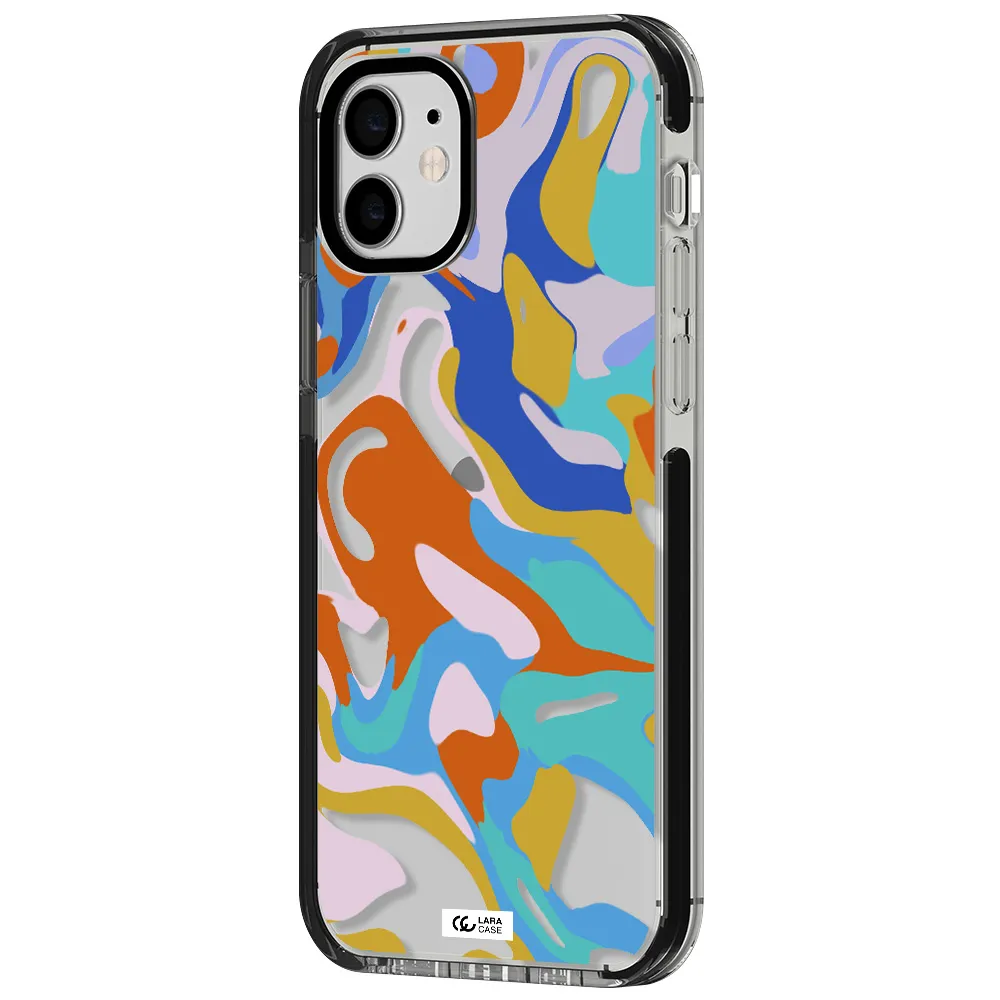 a colorful background with different colors Apple iPhone 11 impact black border Case