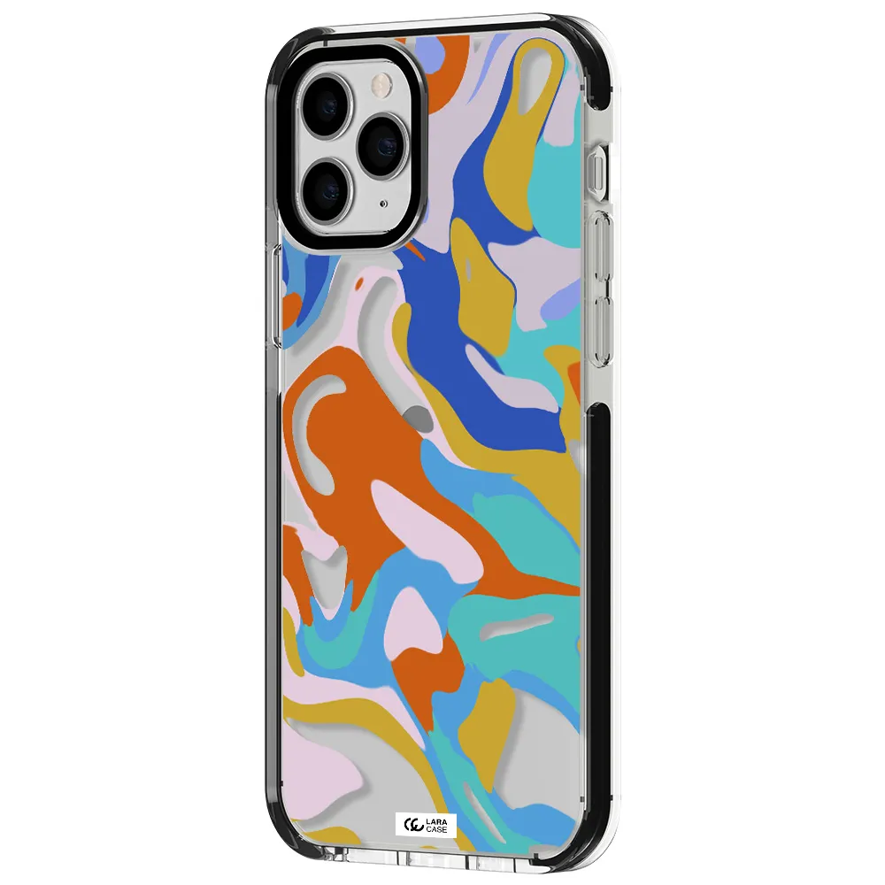 a colorful background with different colors Apple iPhone 11 pro impact black border Case