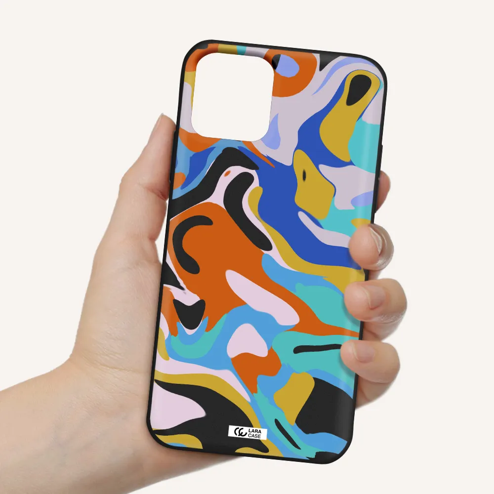 a colorful background with different colors Apple iPhone 11 pro max Silicone black Case