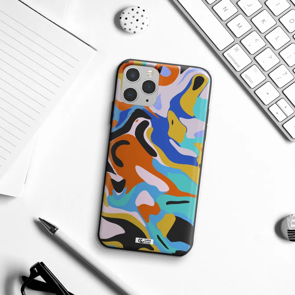 a colorful background with different colors Apple iPhone 11 pro max Silicone black Case