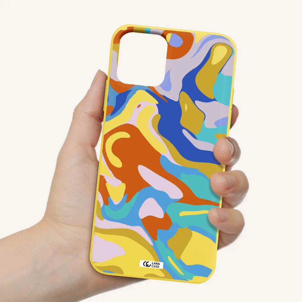 a colorful background with different colors Apple iPhone 11 pro max Silicone canary yellow Case