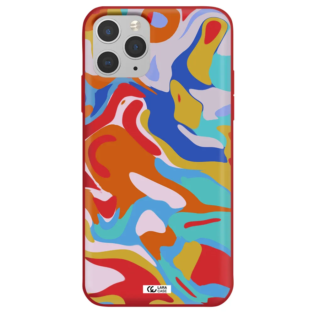 a colorful background with different colors Apple iPhone 11 pro max Silicone Imperial Red Case