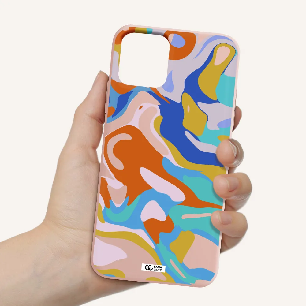 a colorful background with different colors Apple iPhone 11 pro max Silicone pastel pink Case