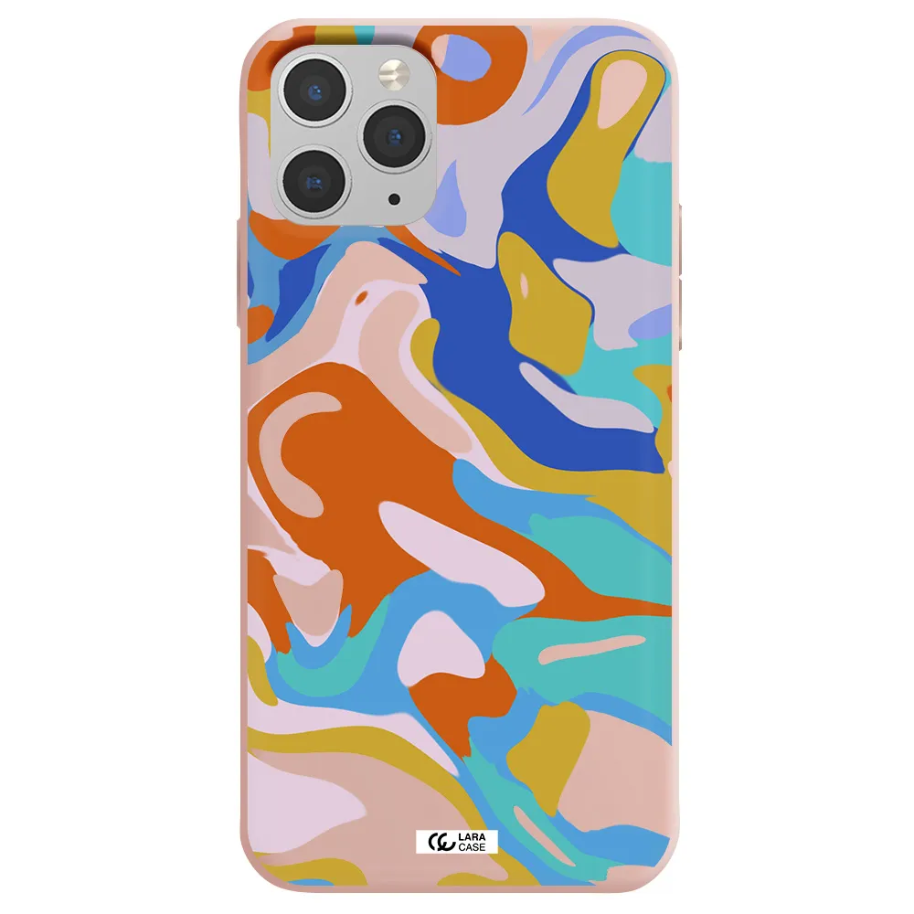 a colorful background with different colors Apple iPhone 11 pro Silicone pastel pink Case