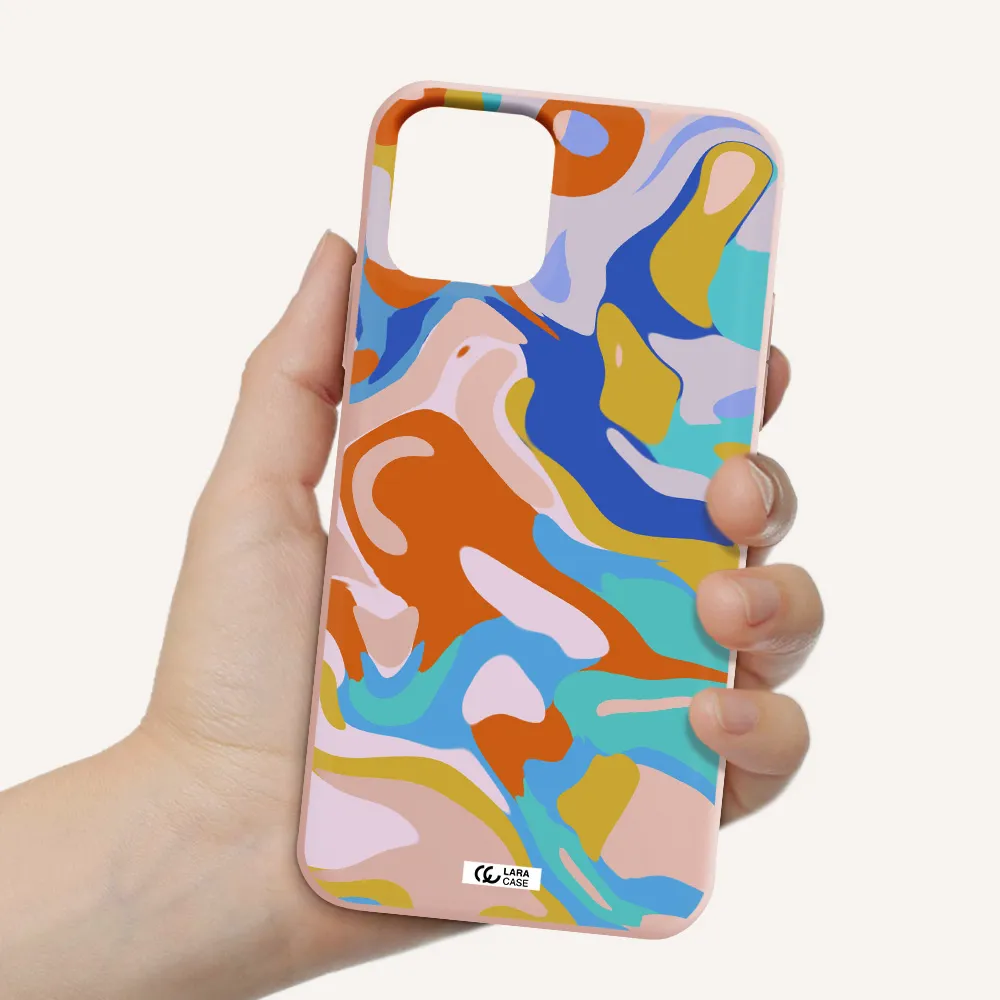 a colorful background with different colors Apple iPhone 11 pro Silicone pastel pink Case