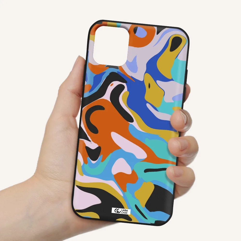 a colorful background with different colors Apple iPhone 11 Silicone black Case