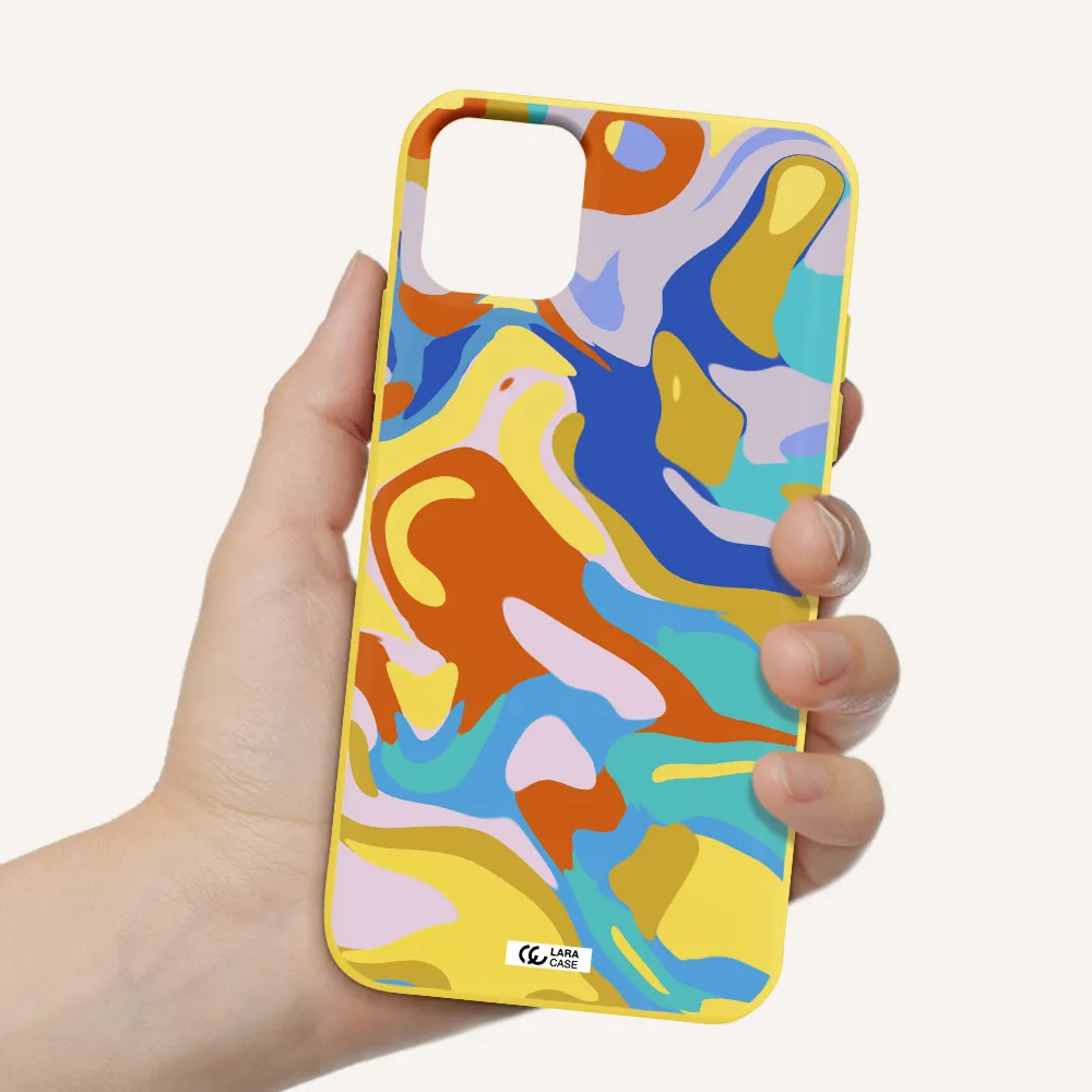 a colorful background with different colors Apple iPhone 11 Silicone canary yellow Case