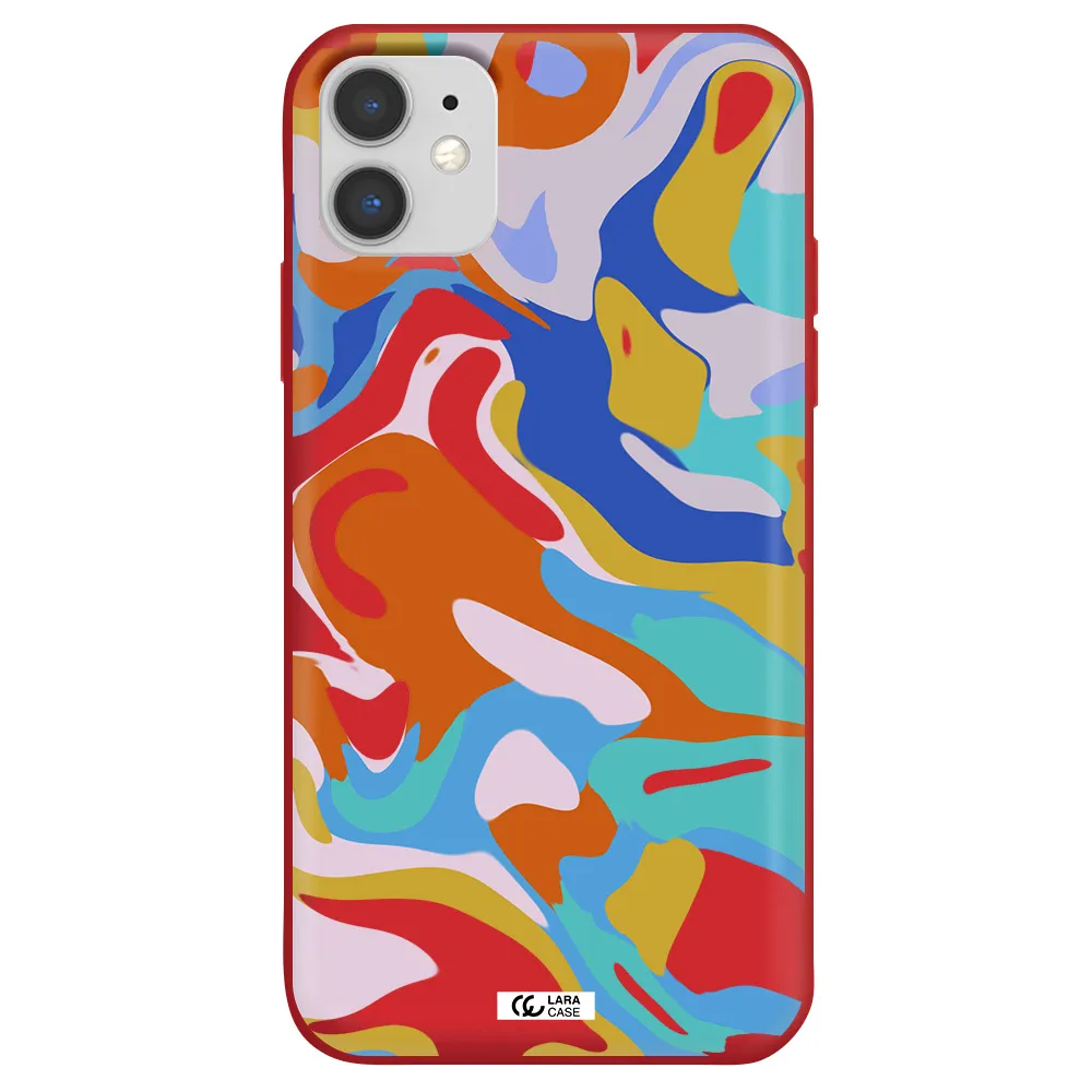 a colorful background with different colors Apple iPhone 11 Silicone Imperial Red Case