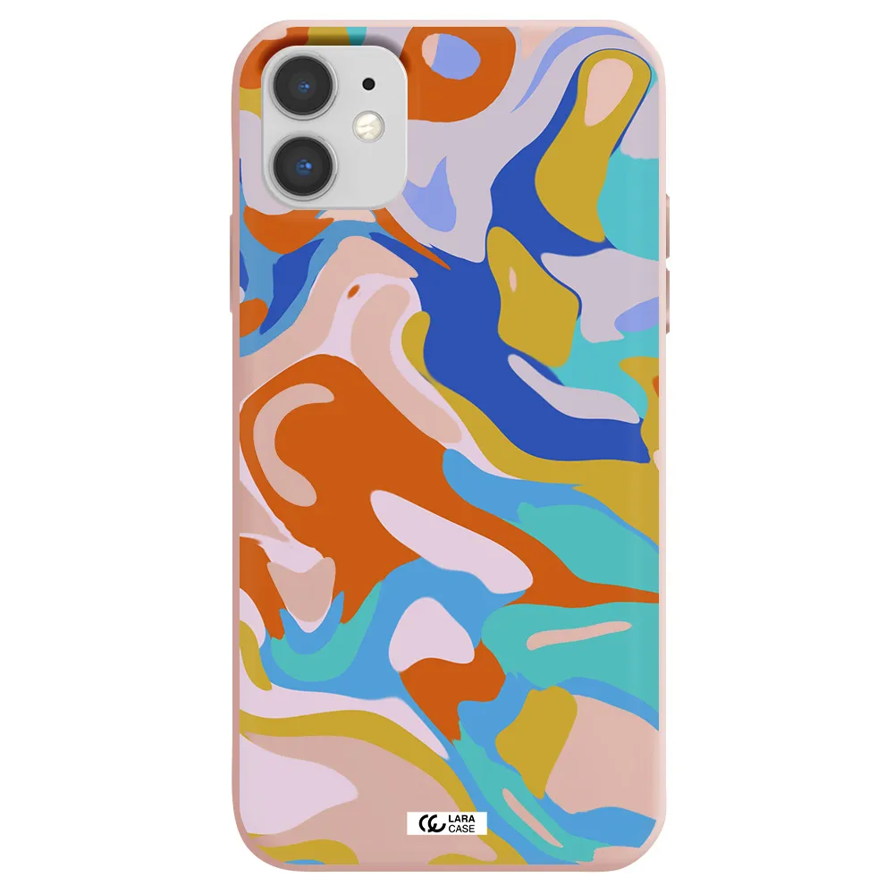 a colorful background with different colors Apple iPhone 11 Silicone pastel pink Case