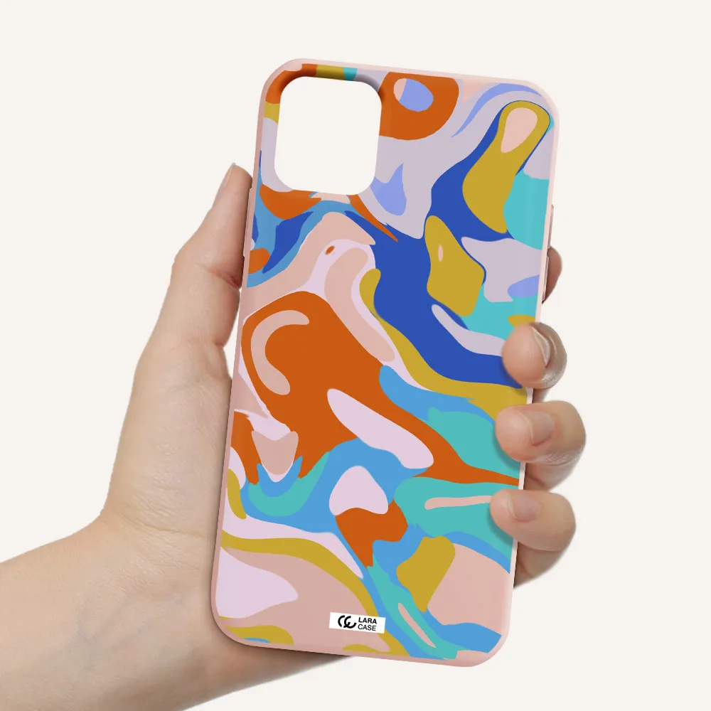 a colorful background with different colors Apple iPhone 11 Silicone pastel pink Case