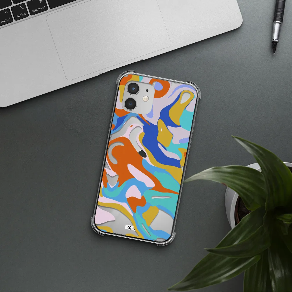 a colorful background with different colors Apple iPhone 12 Clear PC Case