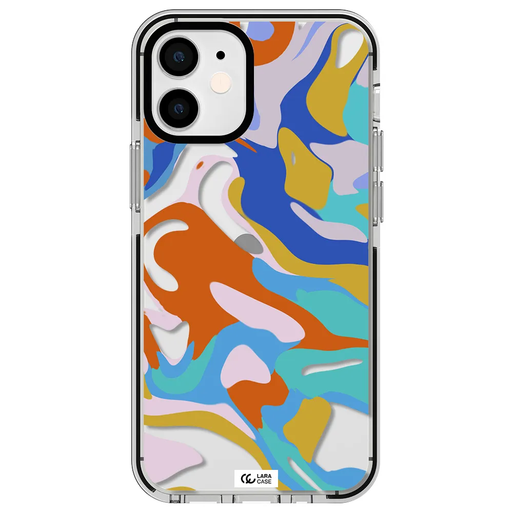 a colorful background with different colors Apple iPhone 12 mini impact black border Case