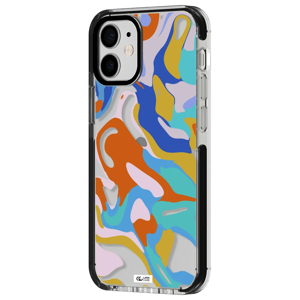 a colorful background with different colors Apple iPhone 12 mini impact black border Case