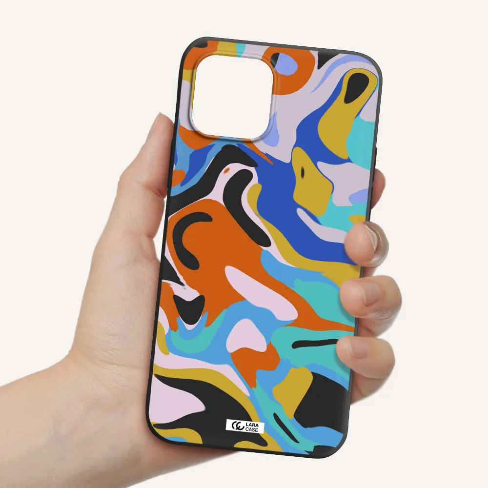 a colorful background with different colors Apple iPhone 12 mini Silicone black Case