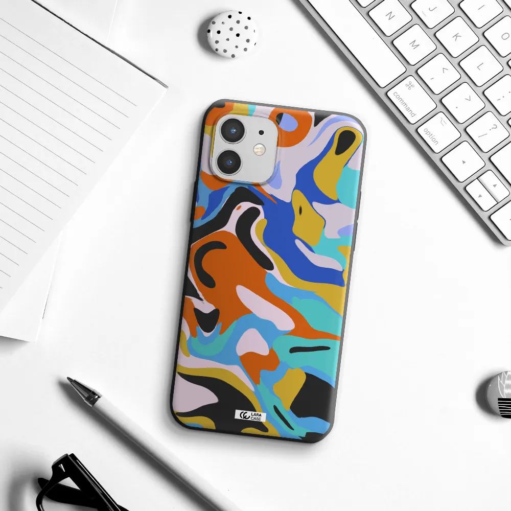 a colorful background with different colors Apple iPhone 12 mini Silicone black Case