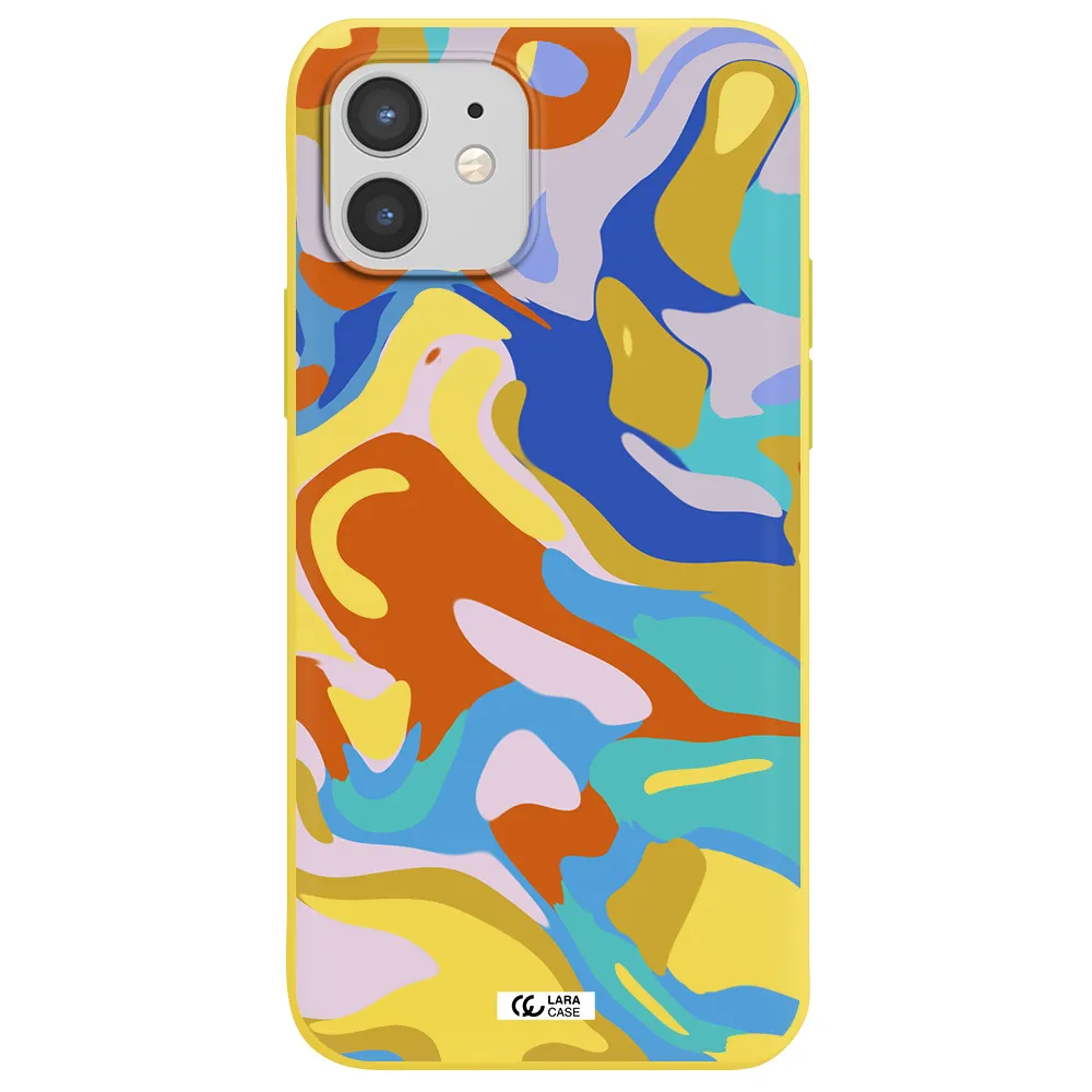 a colorful background with different colors Apple iPhone 12 mini Silicone canary yellow Case