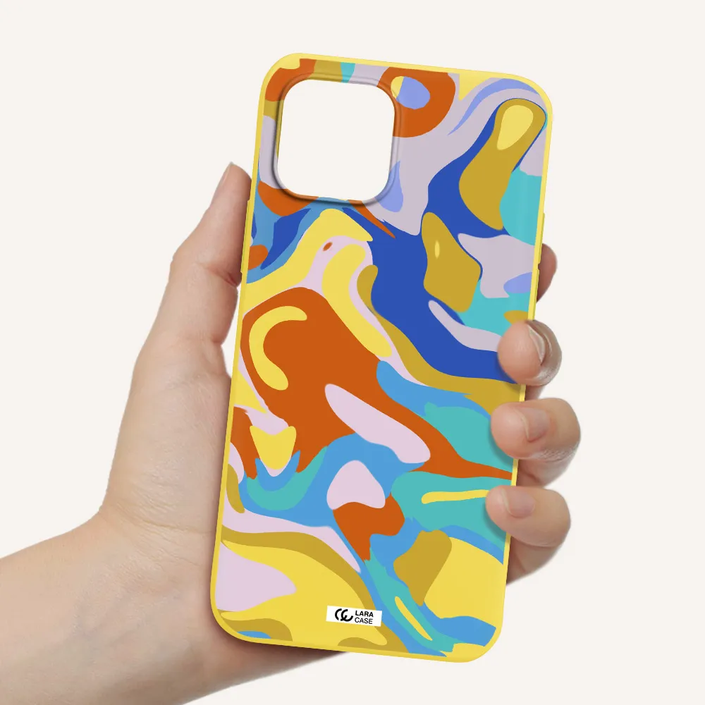 a colorful background with different colors Apple iPhone 12 mini Silicone canary yellow Case