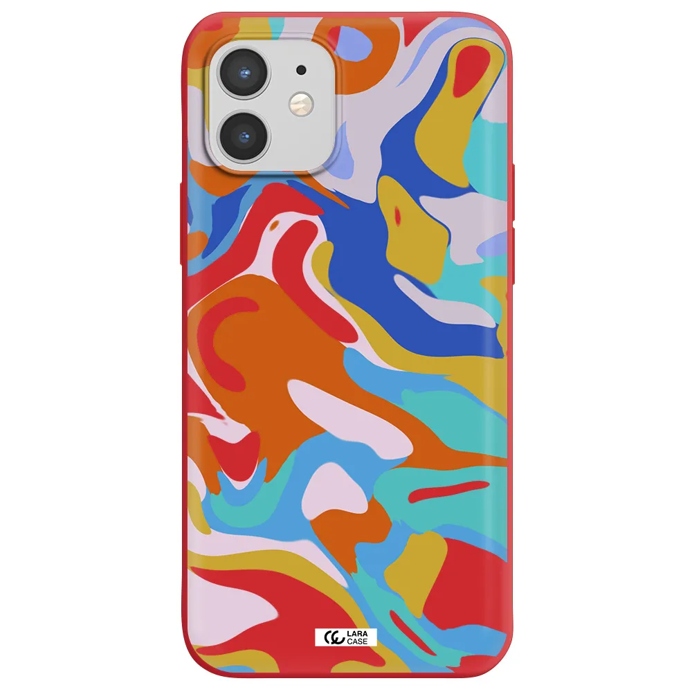 a colorful background with different colors Apple iPhone 12 mini Silicone Imperial Red Case