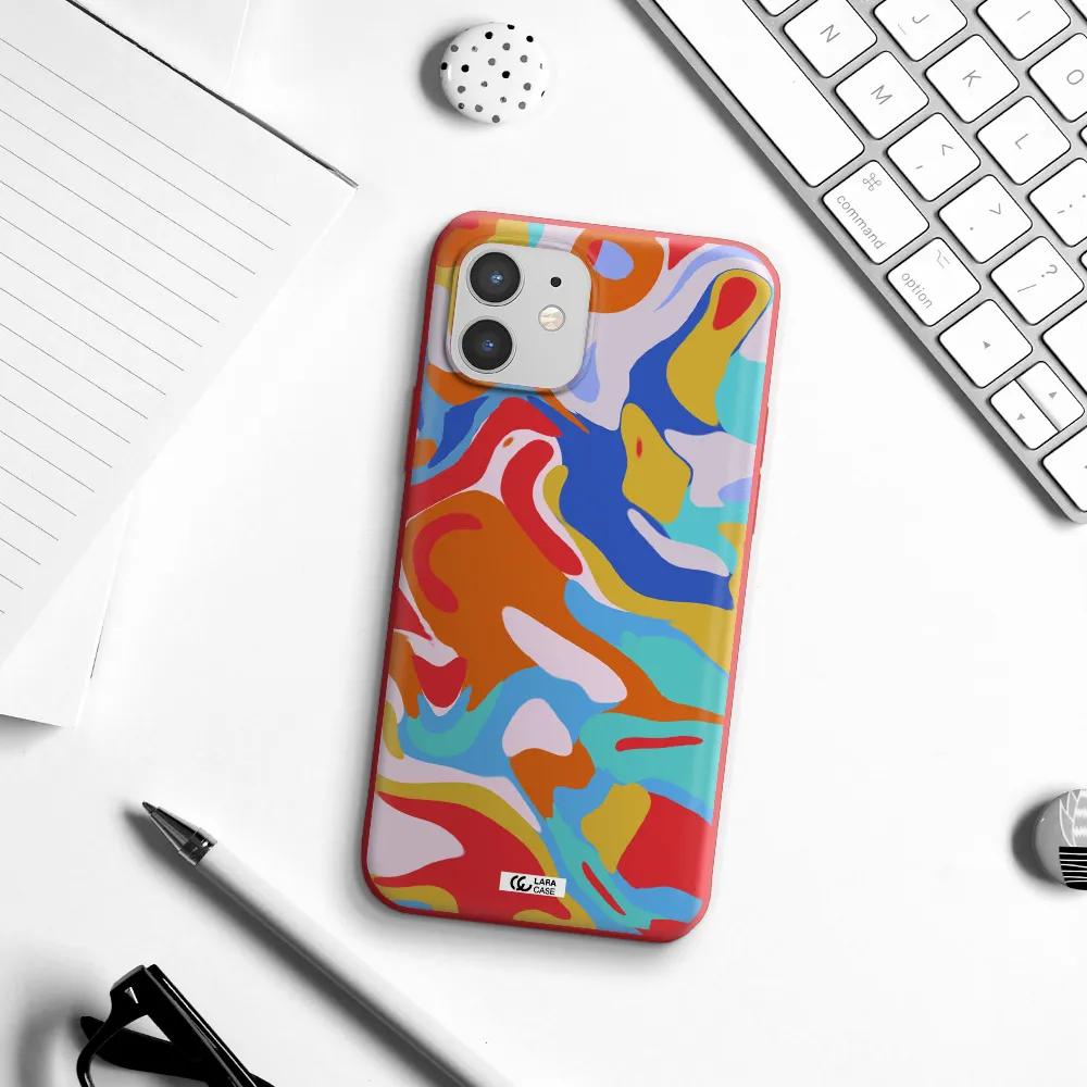 a colorful background with different colors Apple iPhone 12 mini Silicone Imperial Red Case