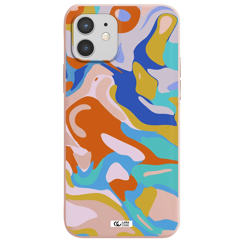 a colorful background with different colors Apple iPhone 12 mini Silicone pastel pink Case