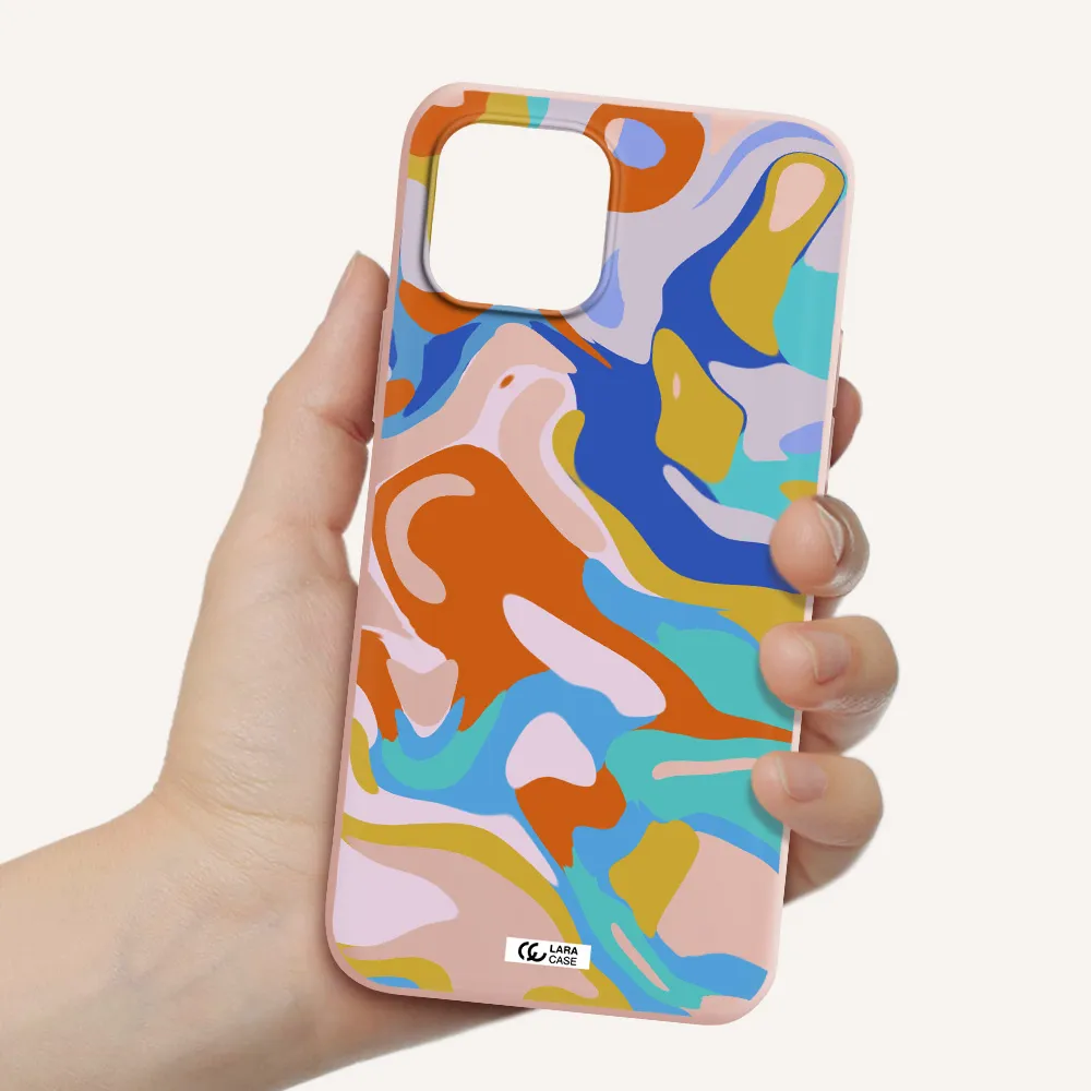 a colorful background with different colors Apple iPhone 12 mini Silicone pastel pink Case