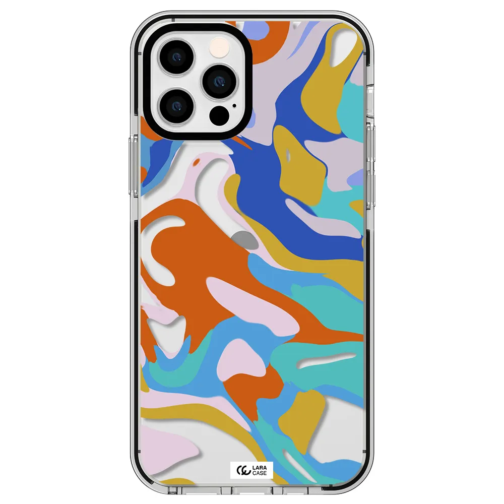 a colorful background with different colors Apple iPhone 12 pro impact black border Case