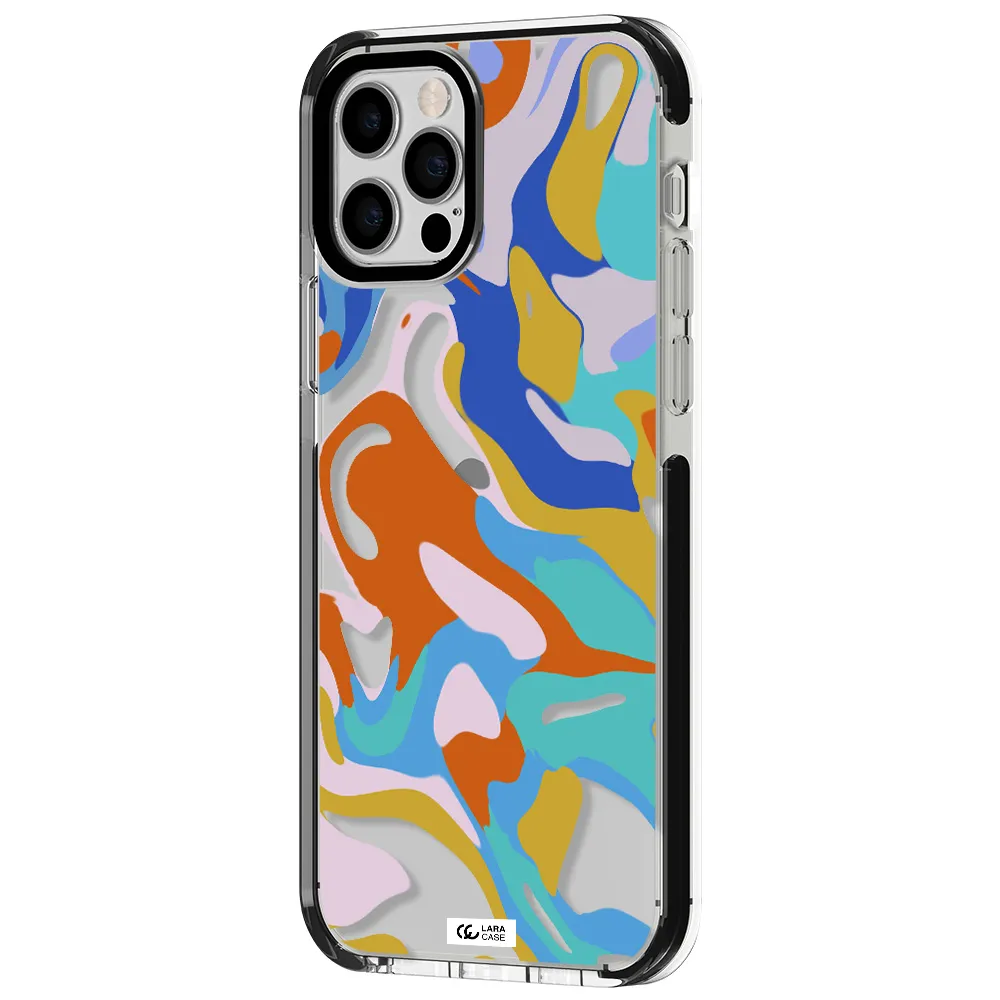 a colorful background with different colors Apple iPhone 12 pro impact black border Case