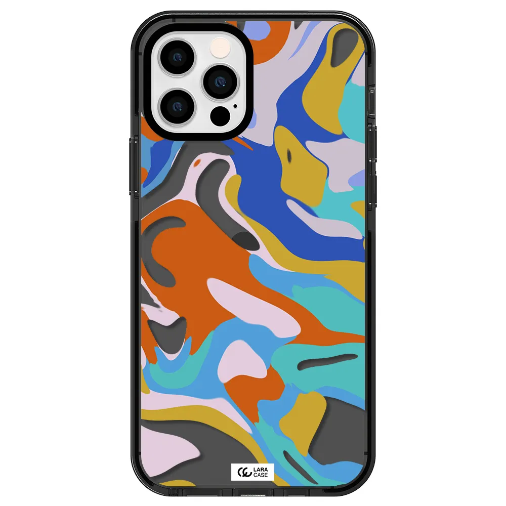 a colorful background with different colors Apple iPhone 12 pro impact Smoke Black Case