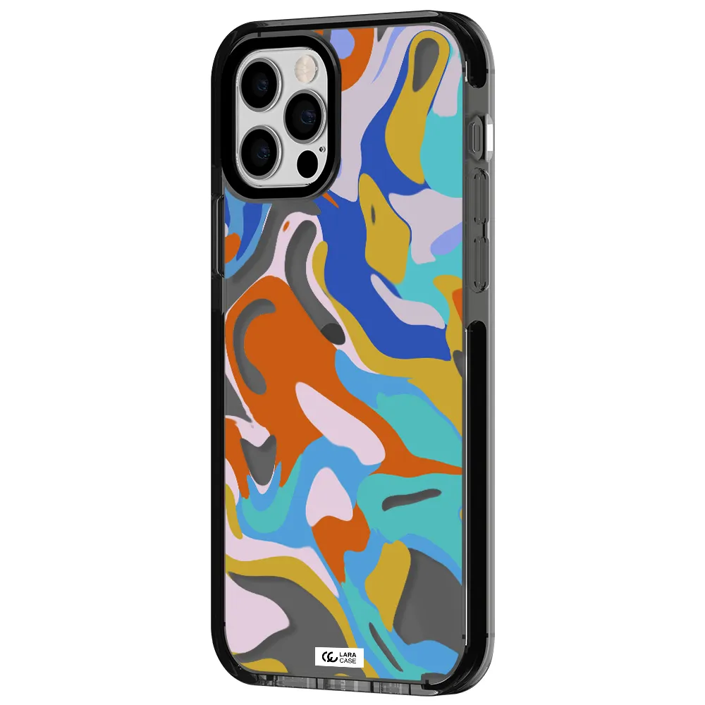 a colorful background with different colors Apple iPhone 12 pro impact Smoke Black Case