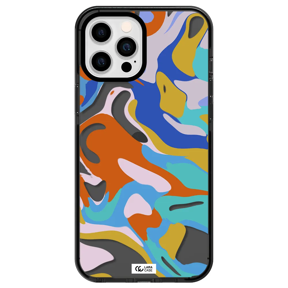 a colorful background with different colors Apple iPhone 12 pro max impact Smoke Black Case