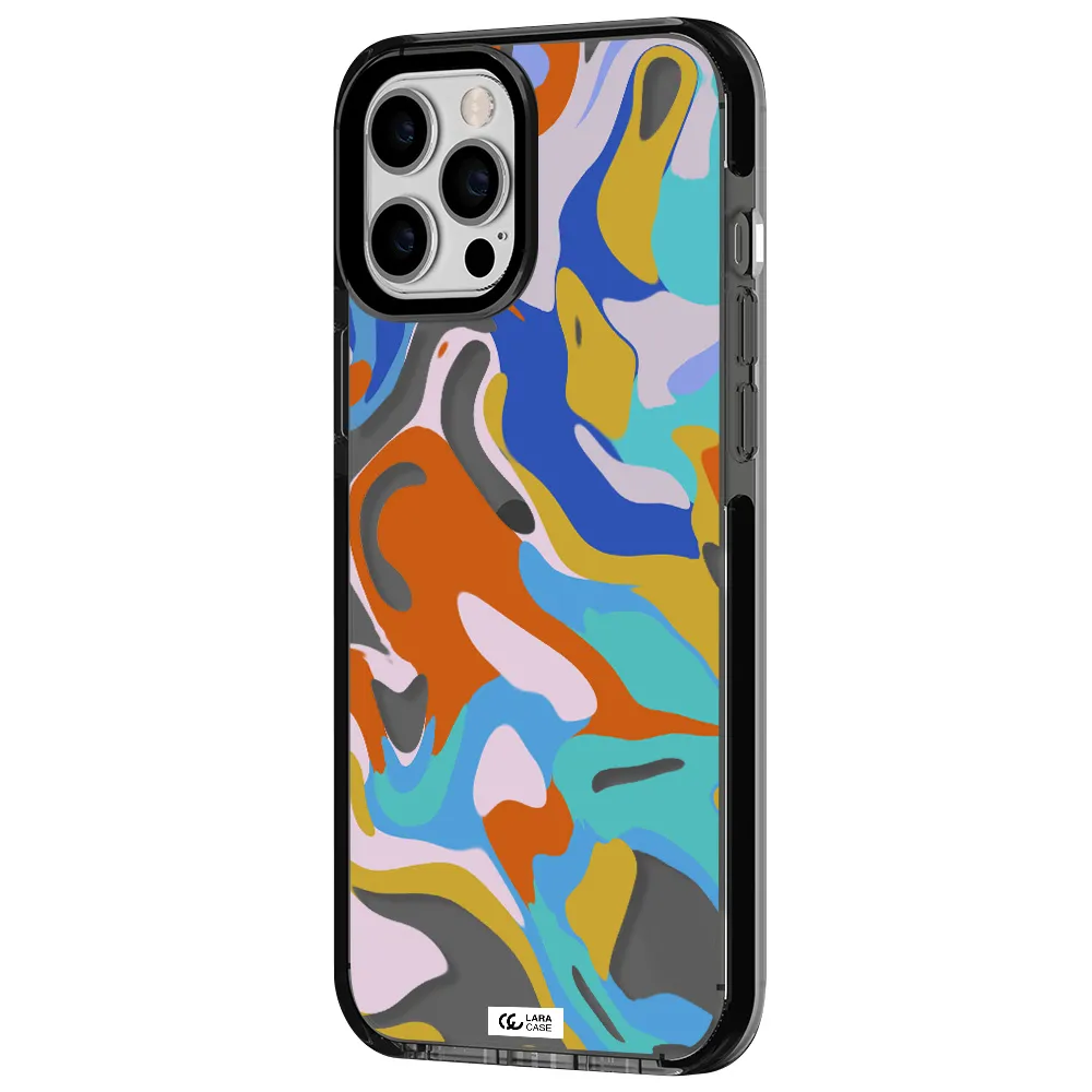 a colorful background with different colors Apple iPhone 12 pro max impact Smoke Black Case