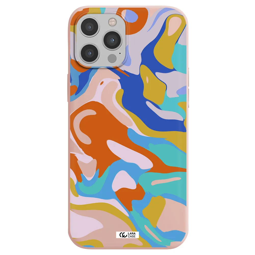 a colorful background with different colors Apple iPhone 12 pro max Silicone pastel pink Case