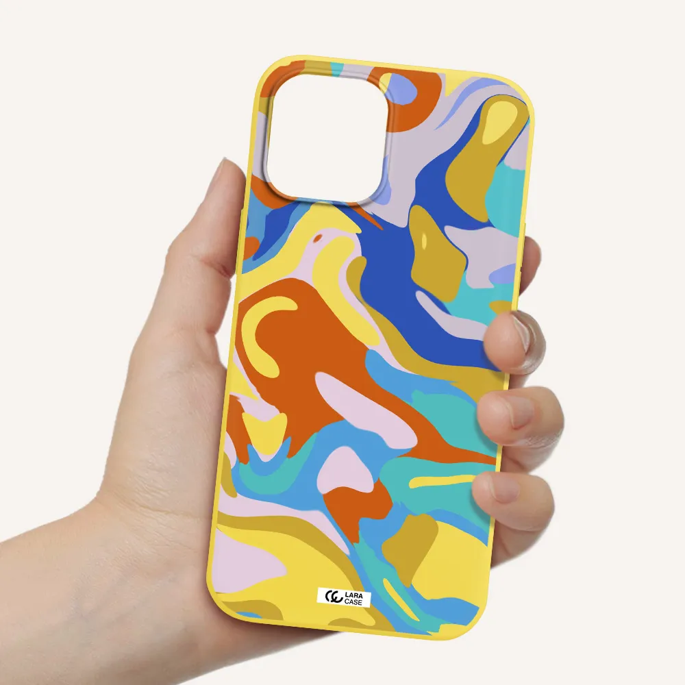 a colorful background with different colors Apple iPhone 12 pro Silicone canary yellow Case