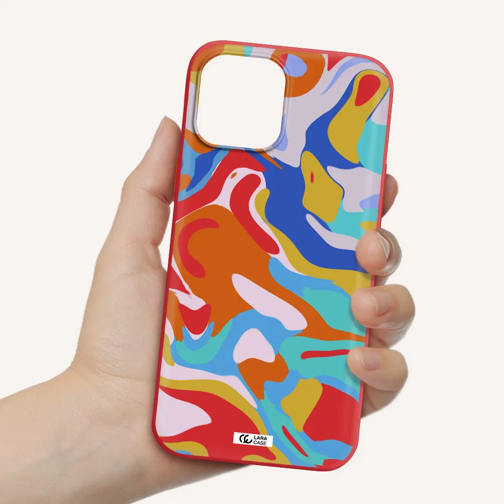 a colorful background with different colors Apple iPhone 12 pro Silicone Imperial Red Case