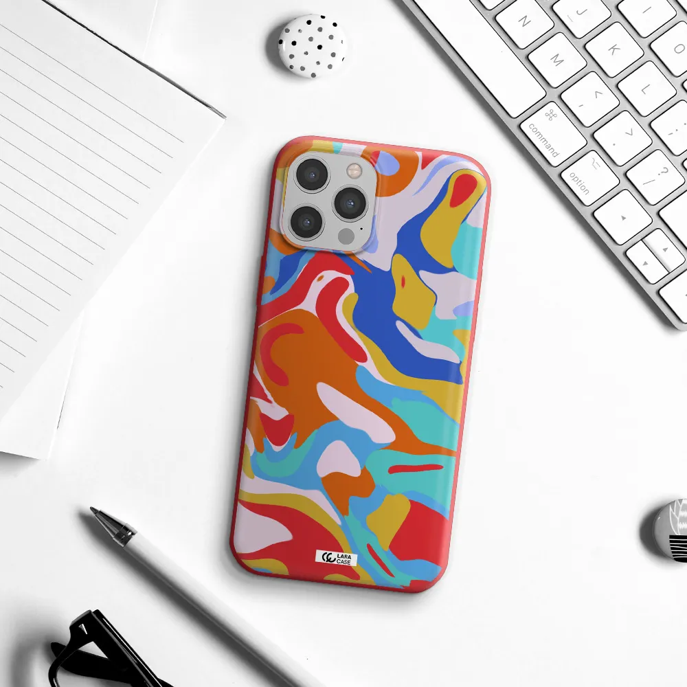 a colorful background with different colors Apple iPhone 12 pro Silicone Imperial Red Case