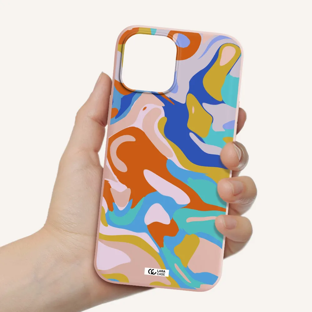 a colorful background with different colors Apple iPhone 12 pro Silicone pastel pink Case