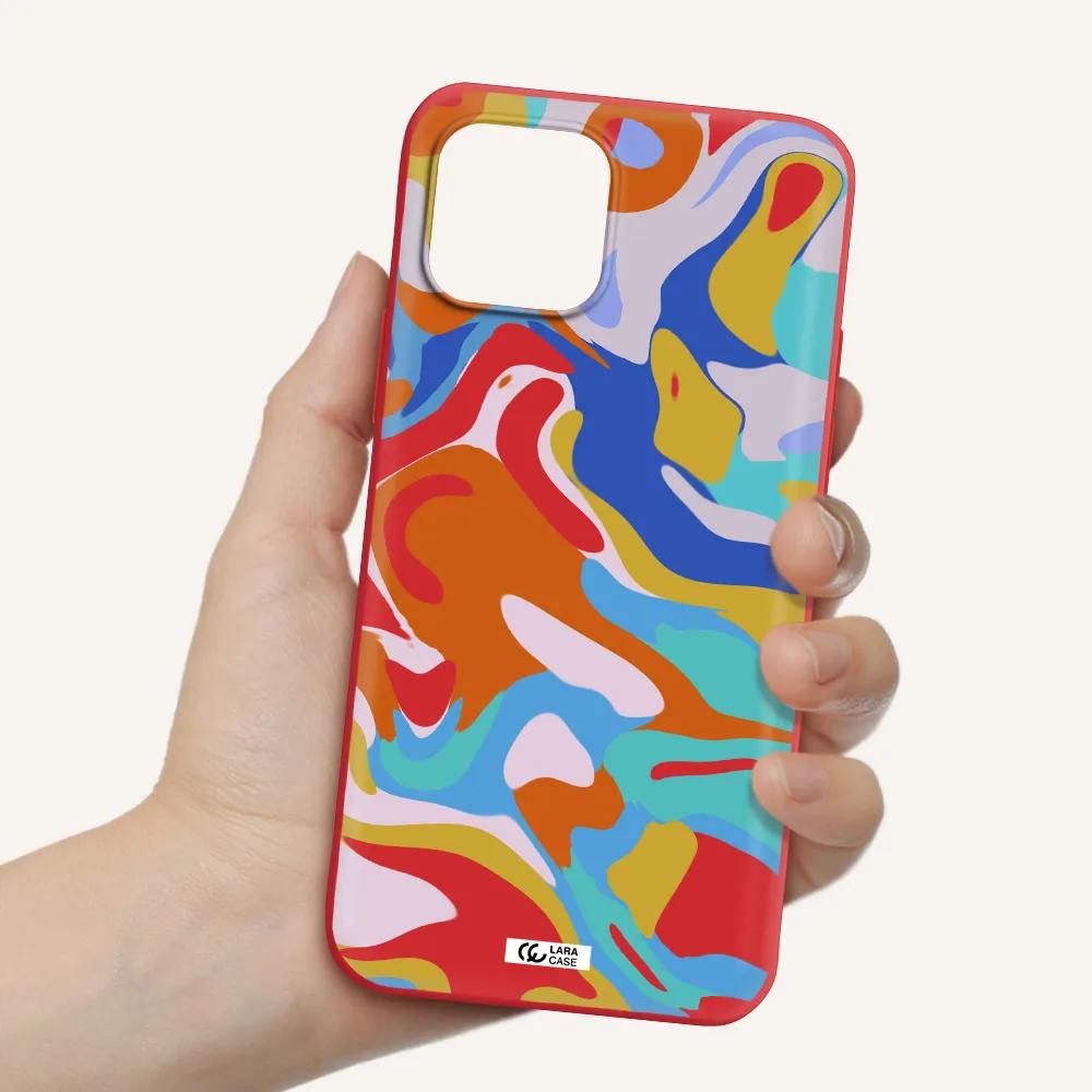 a colorful background with different colors Apple iPhone 12 Silicone Imperial Red Case