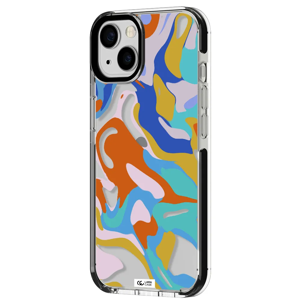 a colorful background with different colors Apple iPhone 13 impact black border Case