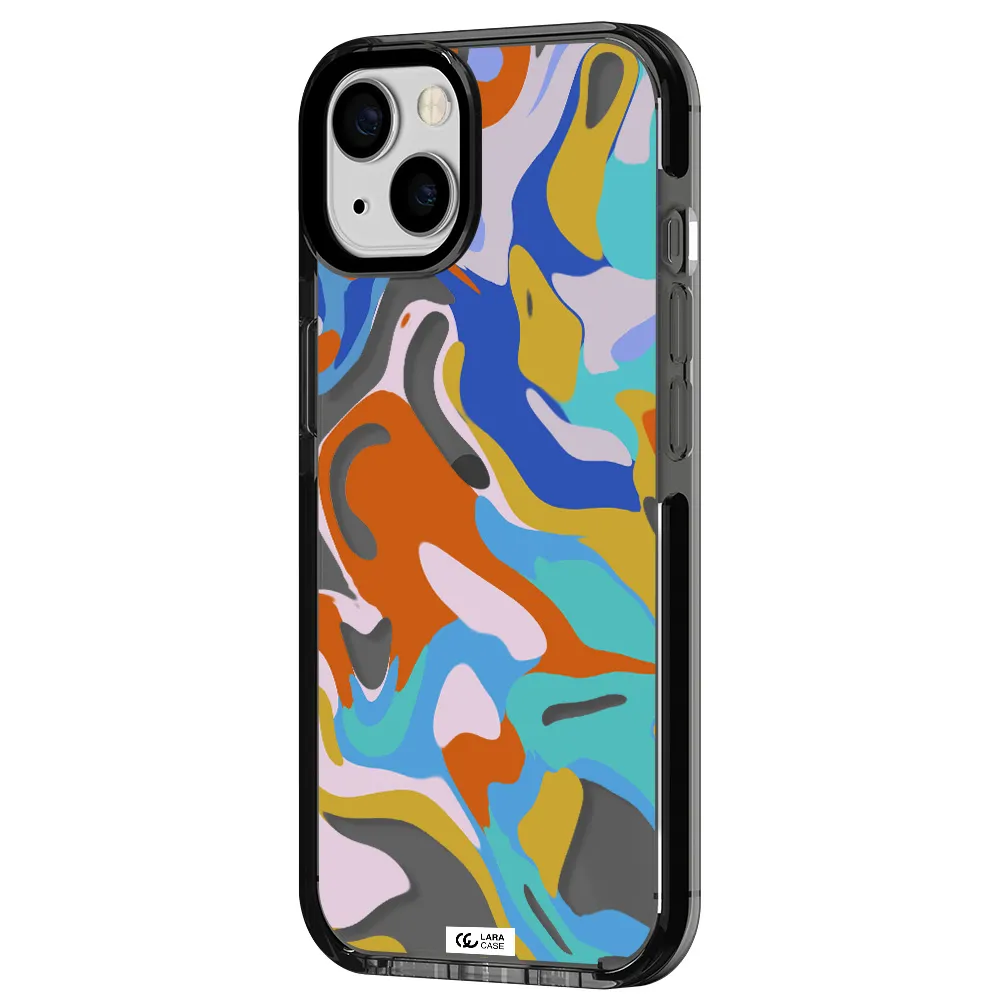 a colorful background with different colors Apple iPhone 13 impact Smoke Black Case