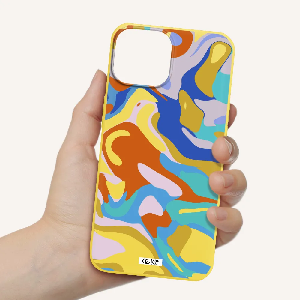 a colorful background with different colors Apple iPhone 13 mini Silicone canary yellow Case