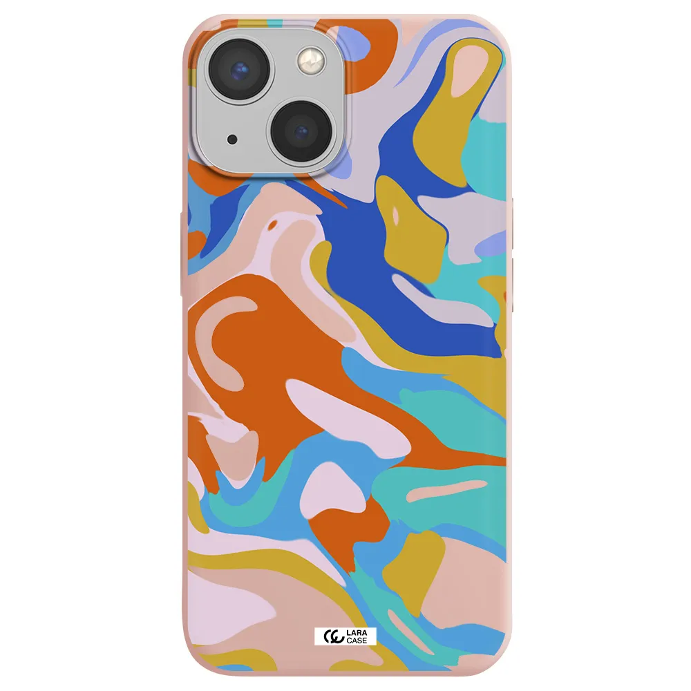 a colorful background with different colors Apple iPhone 13 mini Silicone pastel pink Case