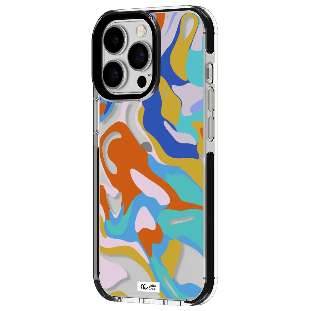 a colorful background with different colors Apple iPhone 13 Pro impact black border Case