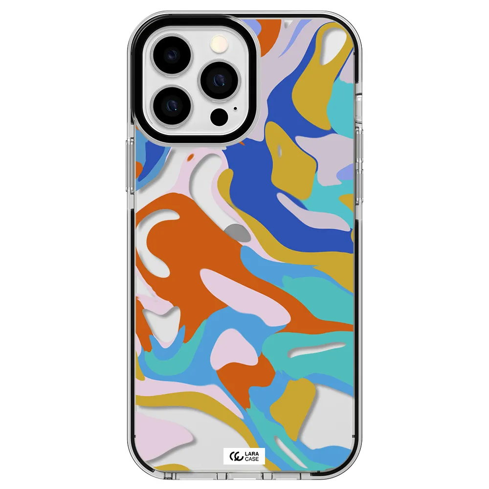 a colorful background with different colors Apple iPhone 13 Pro Max impact black border Case