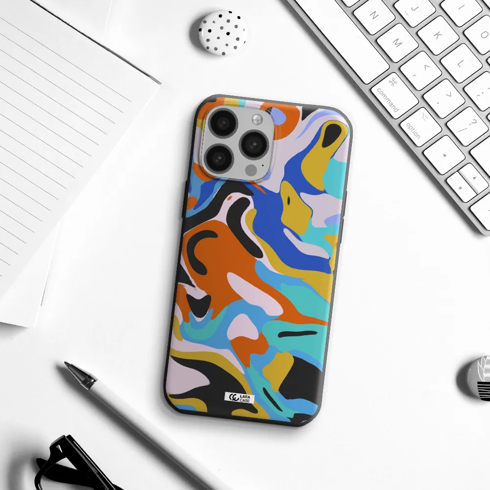 a colorful background with different colors Apple iPhone 13 Pro Max Silicone black Case