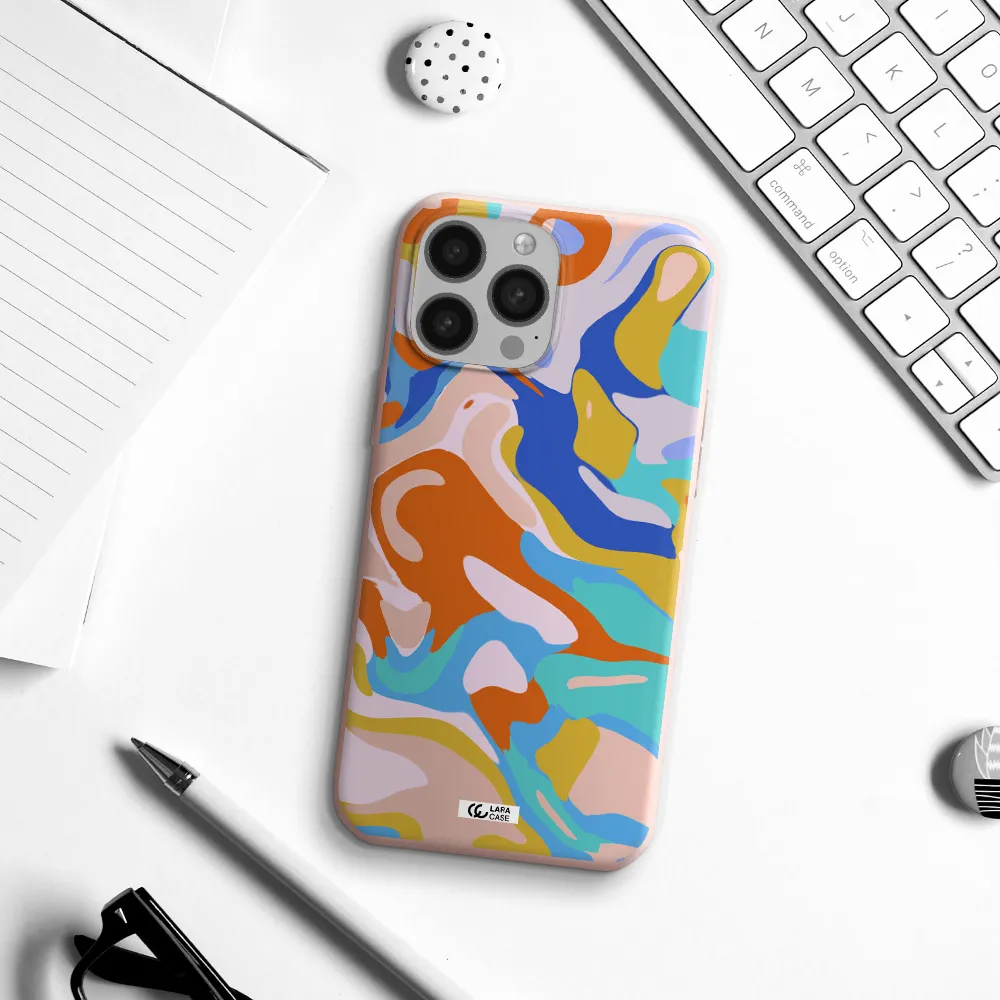 a colorful background with different colors Apple iPhone 13 Pro Max Silicone pastel pink Case