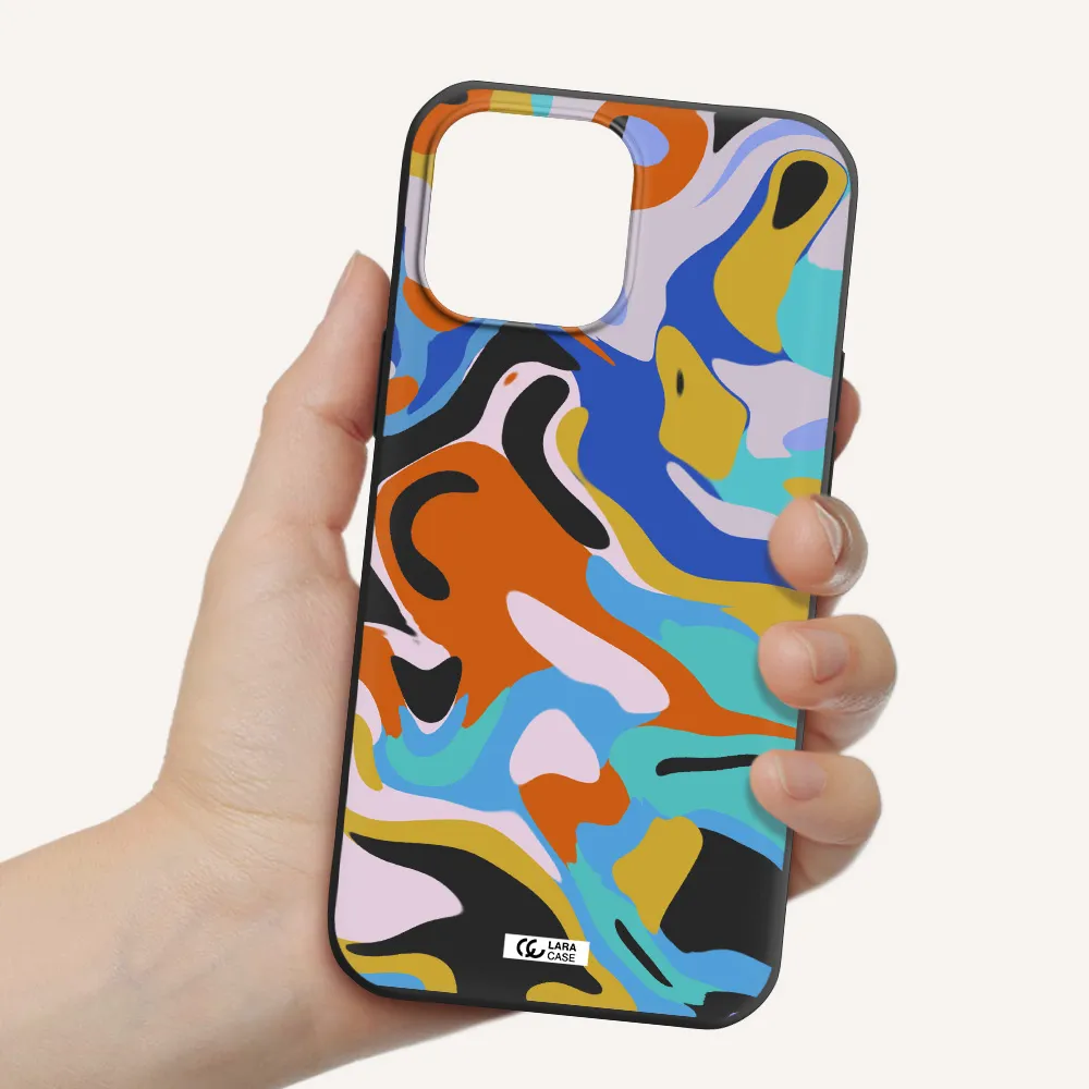 a colorful background with different colors Apple iPhone 13 Pro Silicone black Case