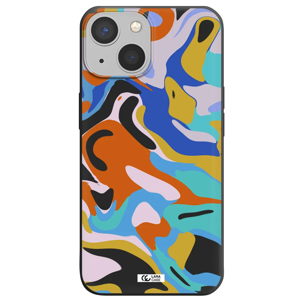 a colorful background with different colors Apple iPhone 13 Silicone black Case