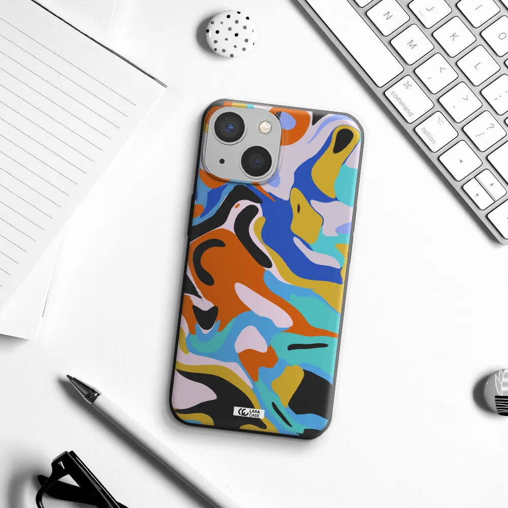a colorful background with different colors Apple iPhone 13 Silicone black Case