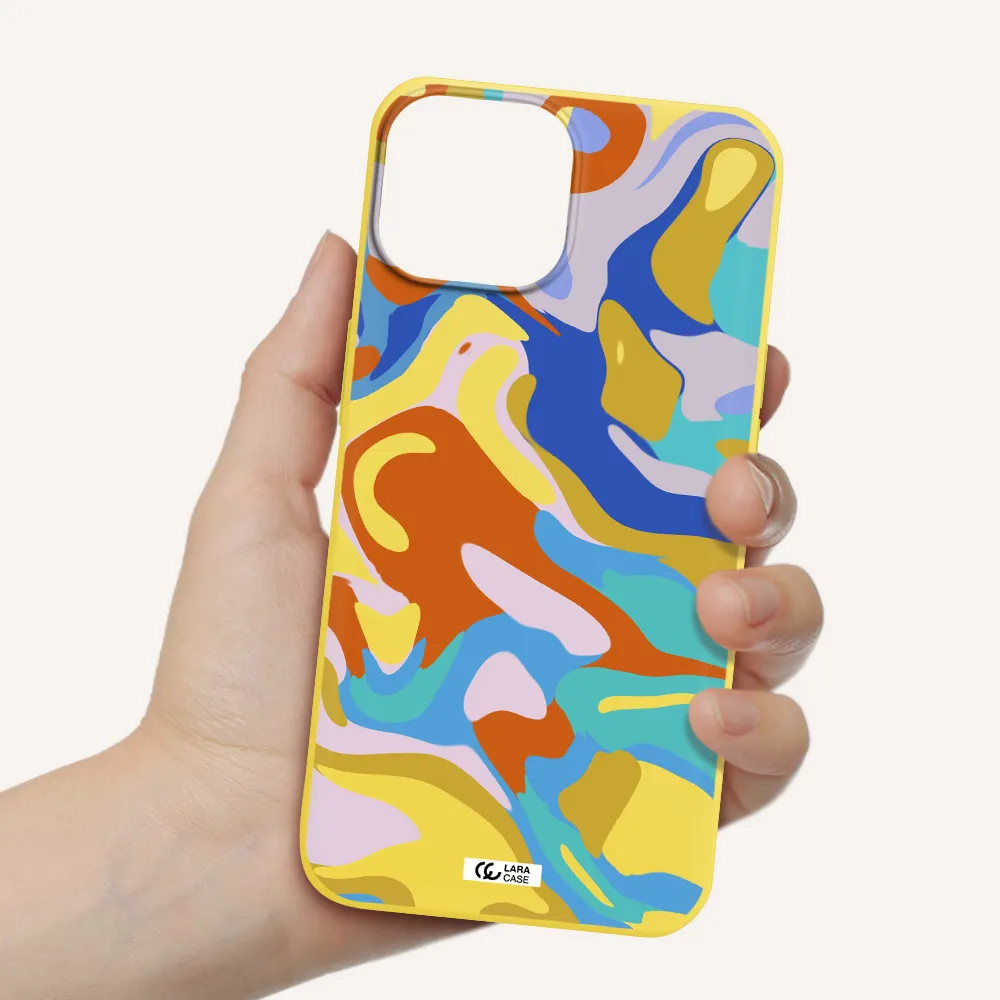 a colorful background with different colors Apple iPhone 13 Silicone canary yellow Case