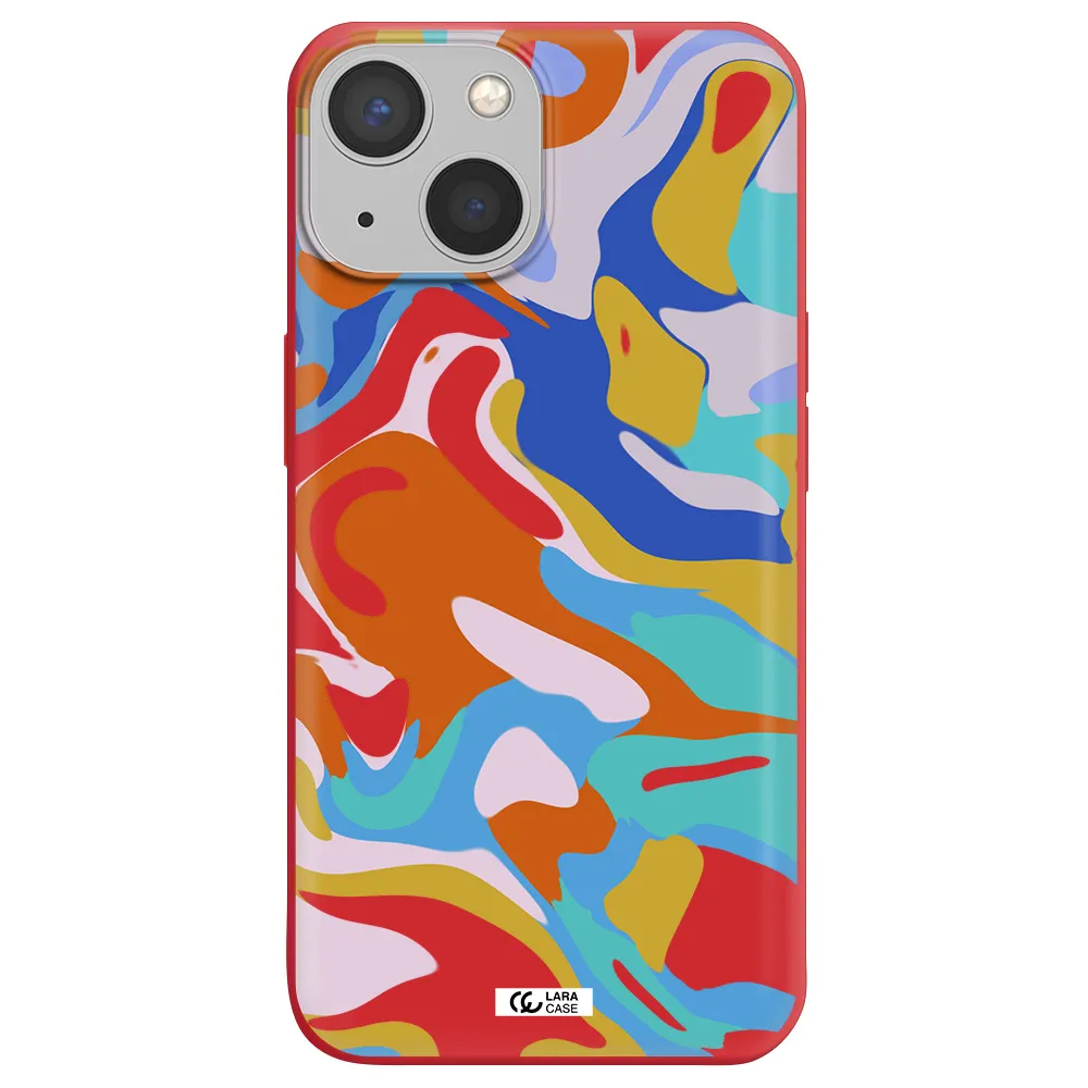a colorful background with different colors Apple iPhone 13 Silicone Imperial Red Case